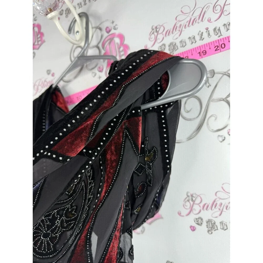 Scarf wrap Black and Burgundy Embellished Women's Scarf - Brand Unbranded